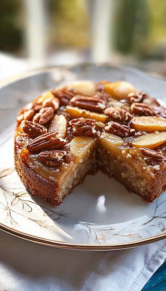 gâteau pommes et noix de pécan